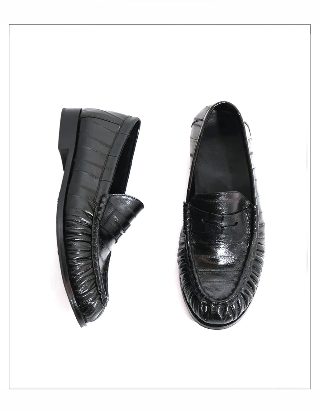 Loafers for men's eel skin pleated design a top layer cowhide slip in formal dress shoe suitable for casual work and commuting