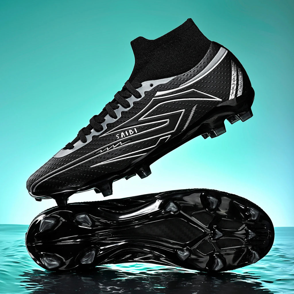 AG/FG Long Studs Soccer Shoes，PU Fabric Mixed Upper，TPU Sole Wear Resistant Anti Slip，Men Women Youth Outdoor Sports Traini