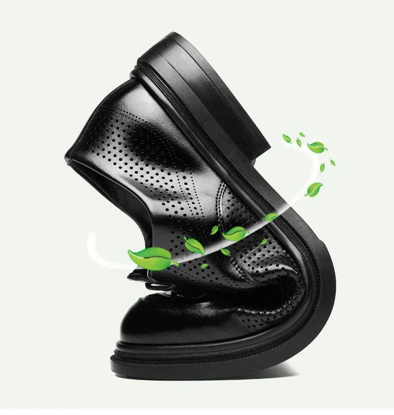 New Lace Designer Derby Shoes for Man Hallow Breathable Business Casual Leather Shoes Male Summer Autumn Fashion Dress Shoe Man