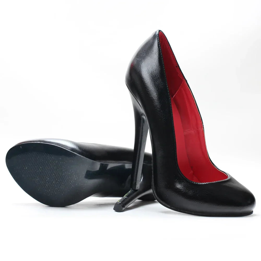 5.5 Inch Stiletto High Heel Unisex Sleek Night Club Round Toe Pump Plus Size Shoes Party Shoes Size36-46 In Stock