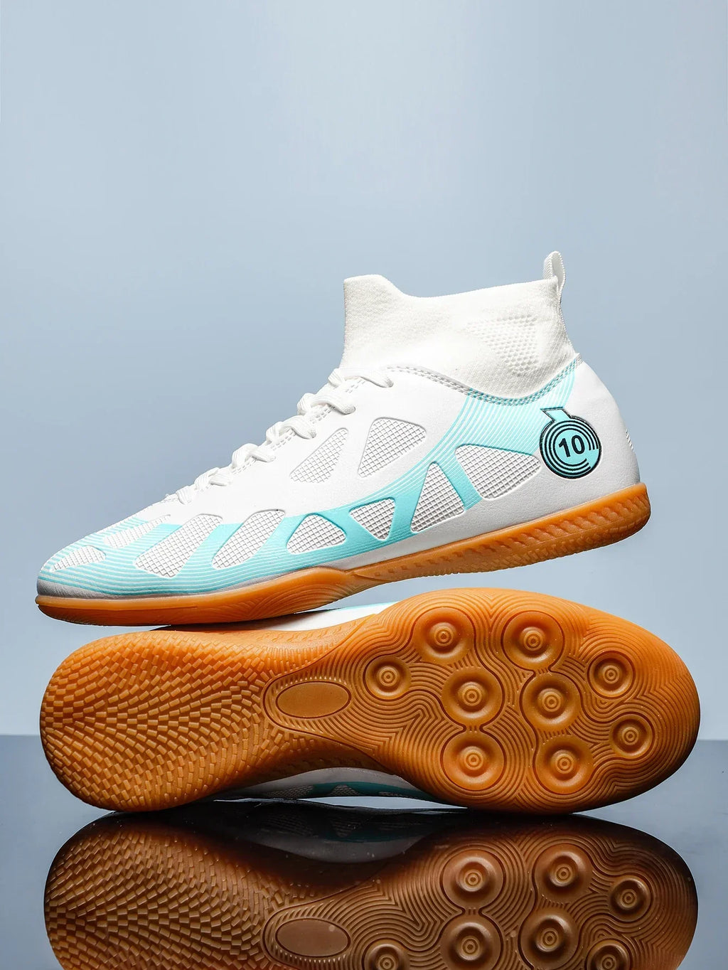 Men's Sports IC Indoor Flat Bottomed Football Shoes Adult High-Tops Wear Resisting Training Shoes Teenagers Non Slip Shoes