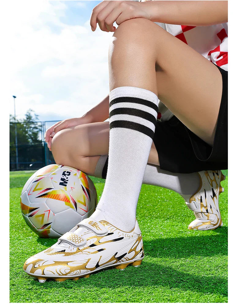 Professional Soccer Shoes Kids Long Spikes FG Football Boots Outdoor Grass Cleats Turf Football Shoes Boys Training Soccer Boots