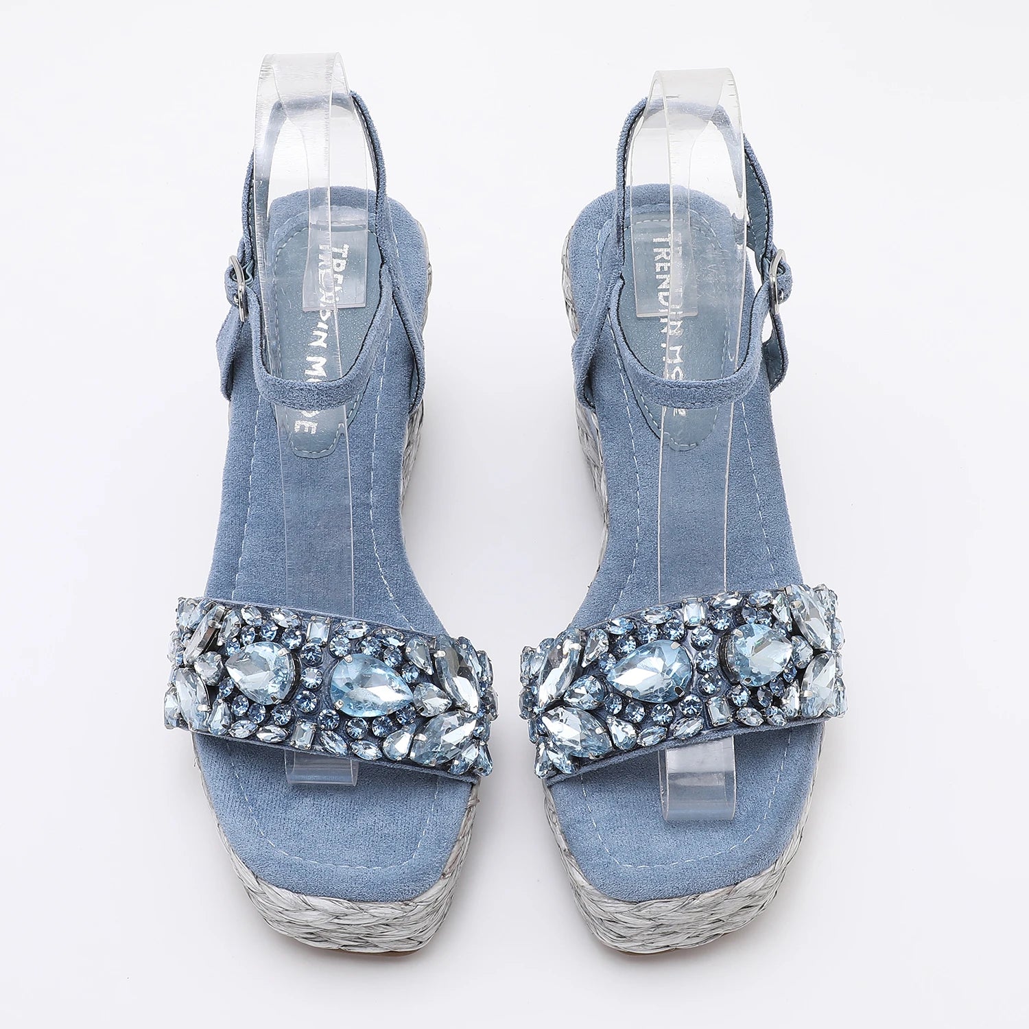 Trendin Mode Women's Velvet High Wedge Sandals 10cm Heel