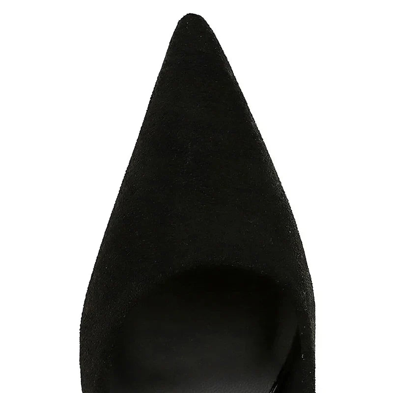 Autumn Simple Elegant 10cm 7cm High Heels Stiletto Womens Shoes Pointed Black Etiquette Professional Single Shoes Wedding Shoes