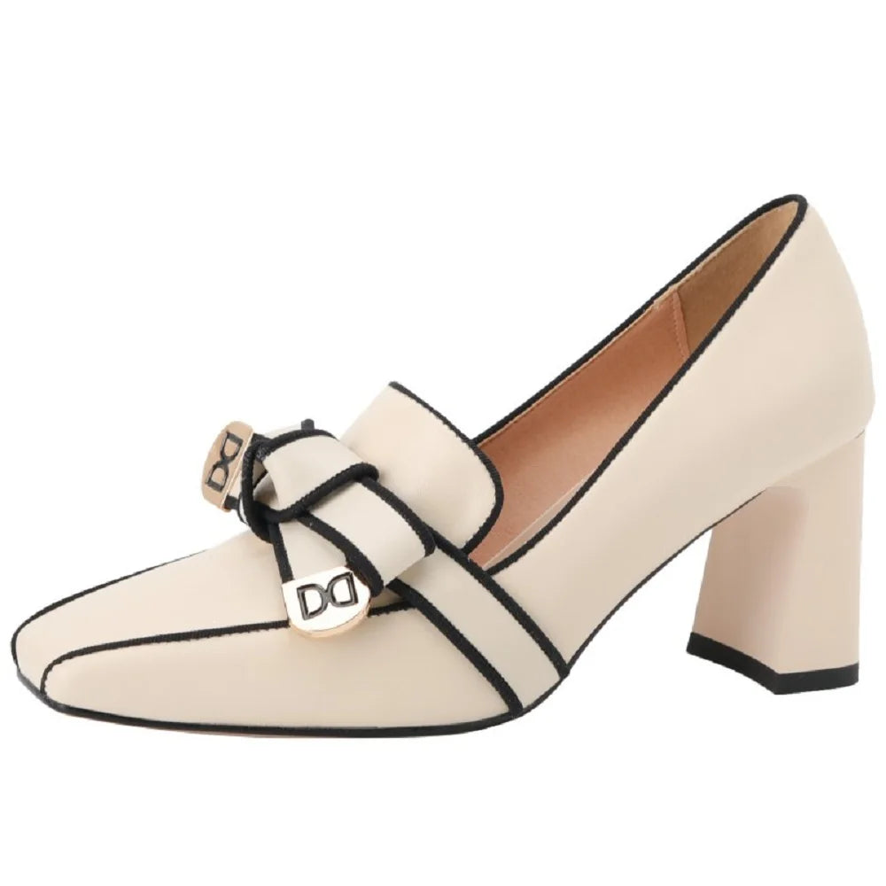 Dilalula 2025 French Style Genuine Leather Sandals Women Covered Toe Butterfly Knot Party Dating Sandals Office Ladies Pumps