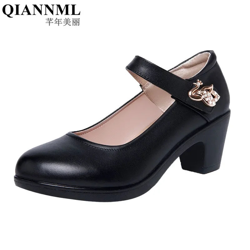 5cm Small Size 32-43 Shallow Crystal White Wedding Shoes Bride Platform Pumps 2026 Med Block Heels Mary Janes Office Mom Party