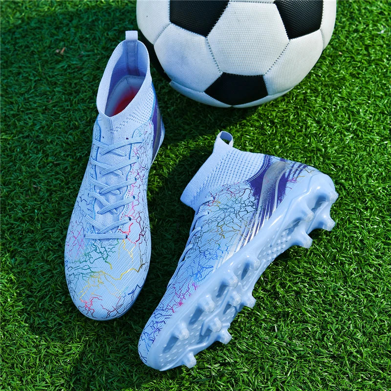 Men Soccer Shoes Professional Cleats High-Top Athletic Turf Football Boots Outdoor/Indoor Professional Futsal Training Sneakers
