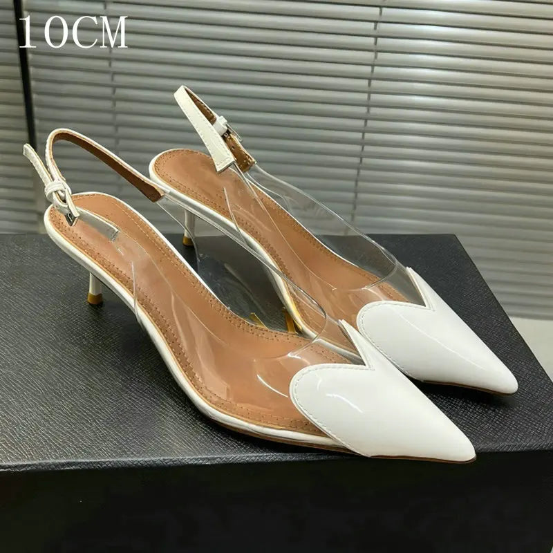 2026 Spring And Summer Pointy Stiletto Heels Wearing Slippers Transparent Female Sandals