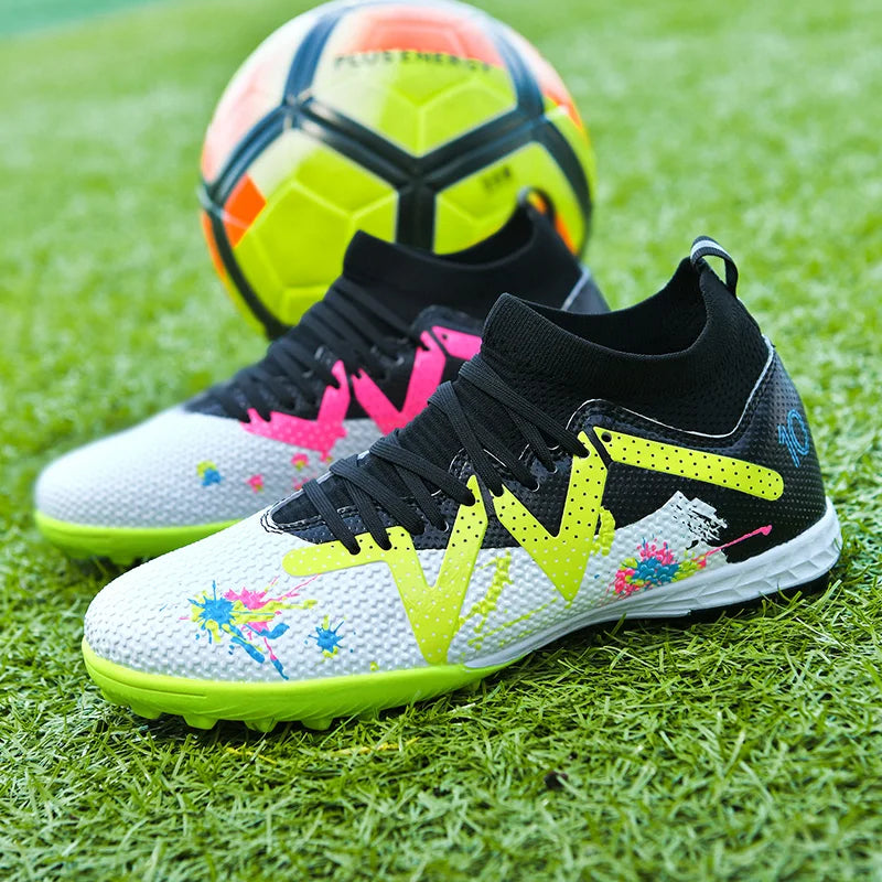 Men Women TF Football Boots Matte PU Composite Upper Shock Absorb Rubber Outsole Strong Traction For Long Time Turf Football Exe