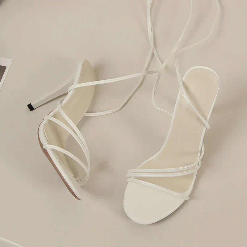 Fashion Rome Sexy High Heels Sandals Women Cross Tied-Lace Up Shoes Summer 2024 Open Toe Dress Slippers Femme Pumps Sandals