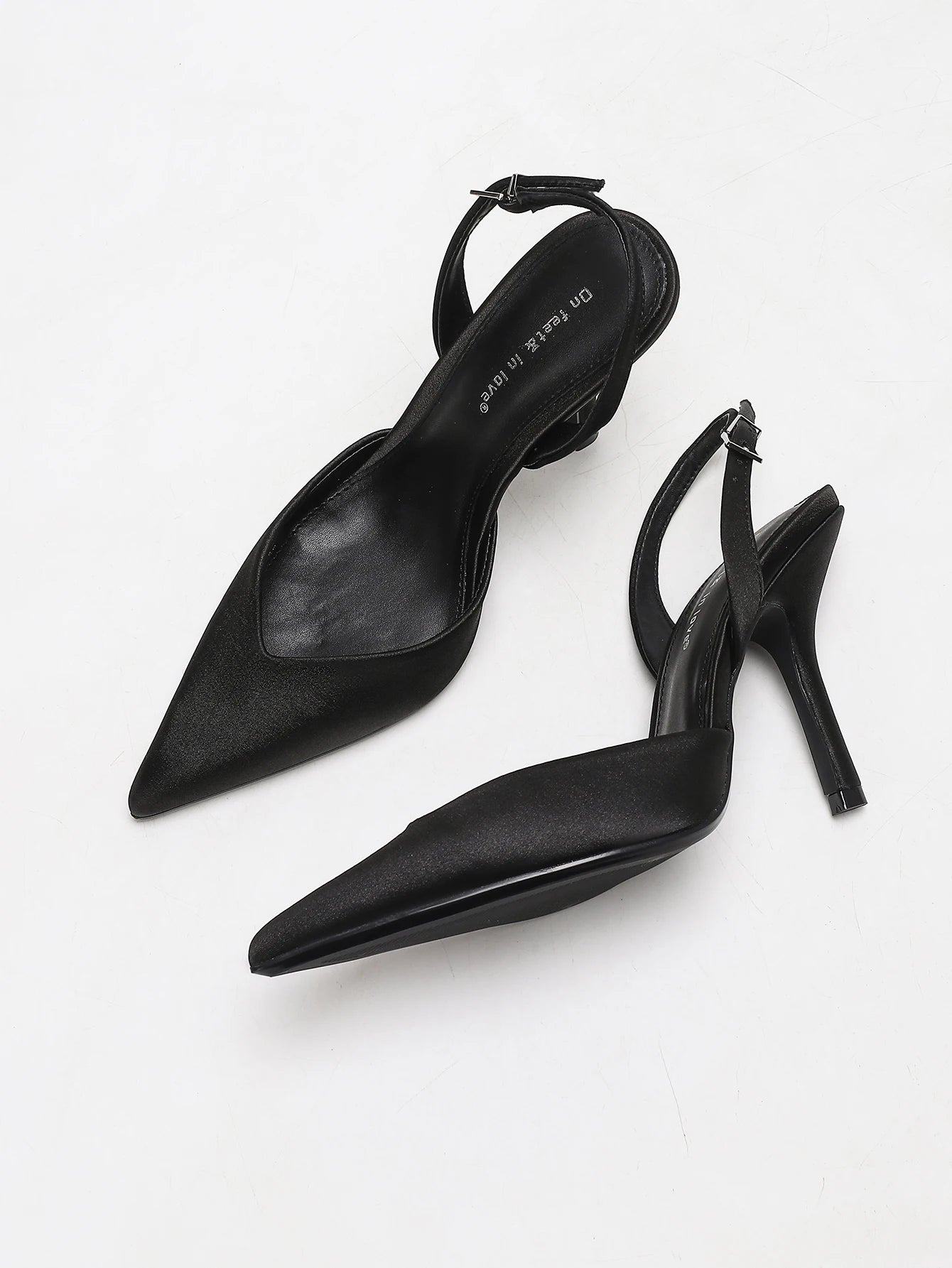 Women's Ivory Satin Pointed-Toe Slingback Heeled Sandals