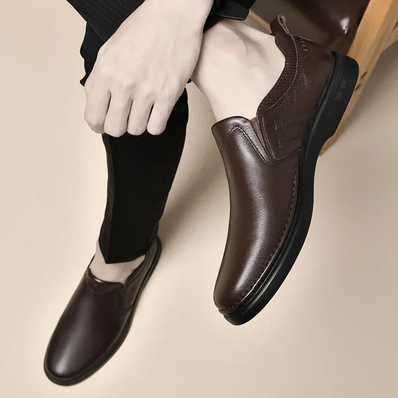 Genuine Leather for Men Business Shoes Stylish Male Comfortable Flats All-match Male Driving Shoes Classic Men Shoes for Wedding