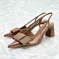 Sexy Burgundy Patent Leather Pointed Toe Pumps Women Fashion Bow Slingback Brand Designer Shoes Elegant Cozy Banquet Dress Shoes