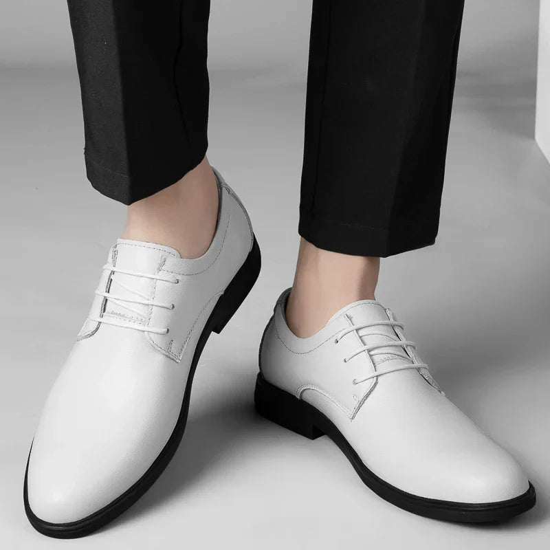 2024 Man Cow Leather Shoes Rubber Sole Casual Men's Shoes Formal Office Business Dress Genuine Leather Oxfords Wedding Shoes