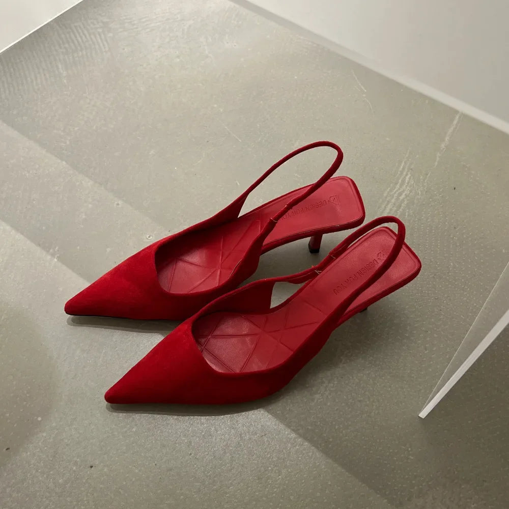 Women's Sexy Red High Heels 2024 New Women's Summer Strappy Sandals Comfortable Pointed Toe Women Sandals Fashion Stiletto Shoes