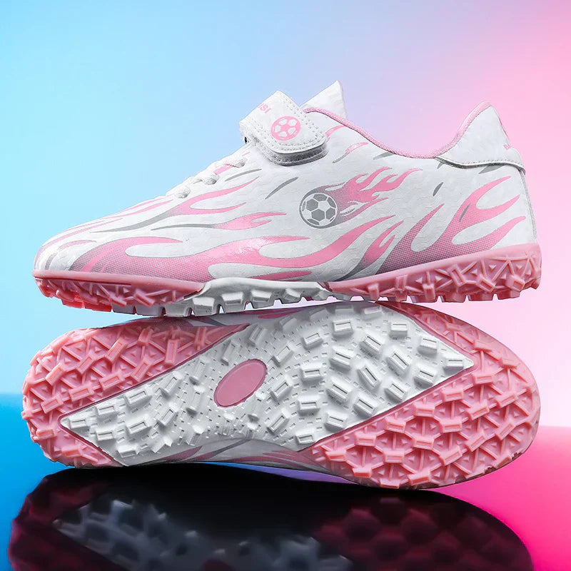 Kids Youth Soccer Shoes Boys Girls Football Cleats Velcro TF FG Training Sneakers Non-Slip Grass Artificial Grass Sport Boots