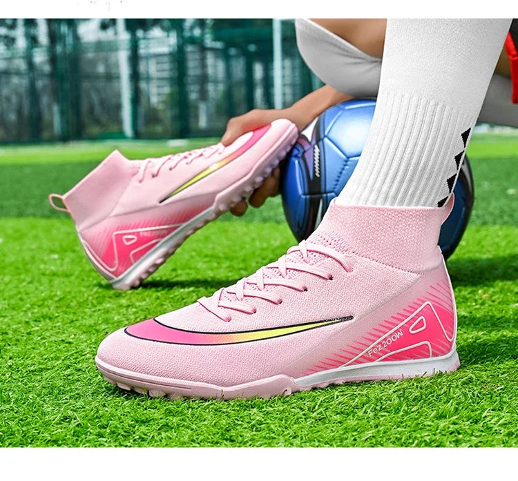 New Men Football Boots Match Long Spikes Soccer Shoes Cleats Boys Comfortable Training Sport Adult Breathable Outdoor Non Slip