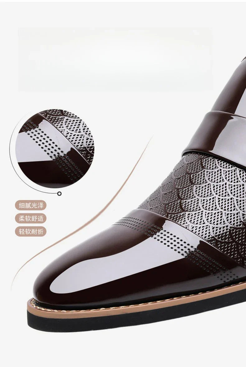 New Designer Patent Leather Wedding Shoes for Men Solid Color Business Casual Shoes Male Spring Autumn Fashion Dress Shoes Man