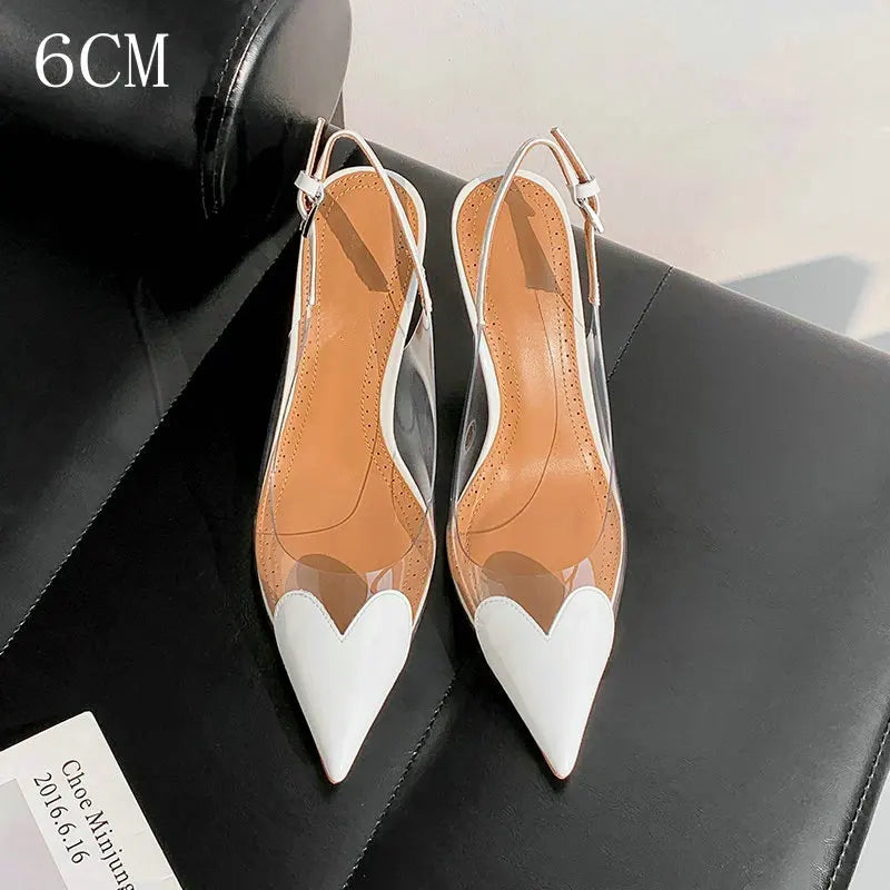 Fashion Heart Design Women Pumps Sexy Pointed Toe Clear High Heels Wedding Prom Shoes PVC Transparent Sandals Party Pumps