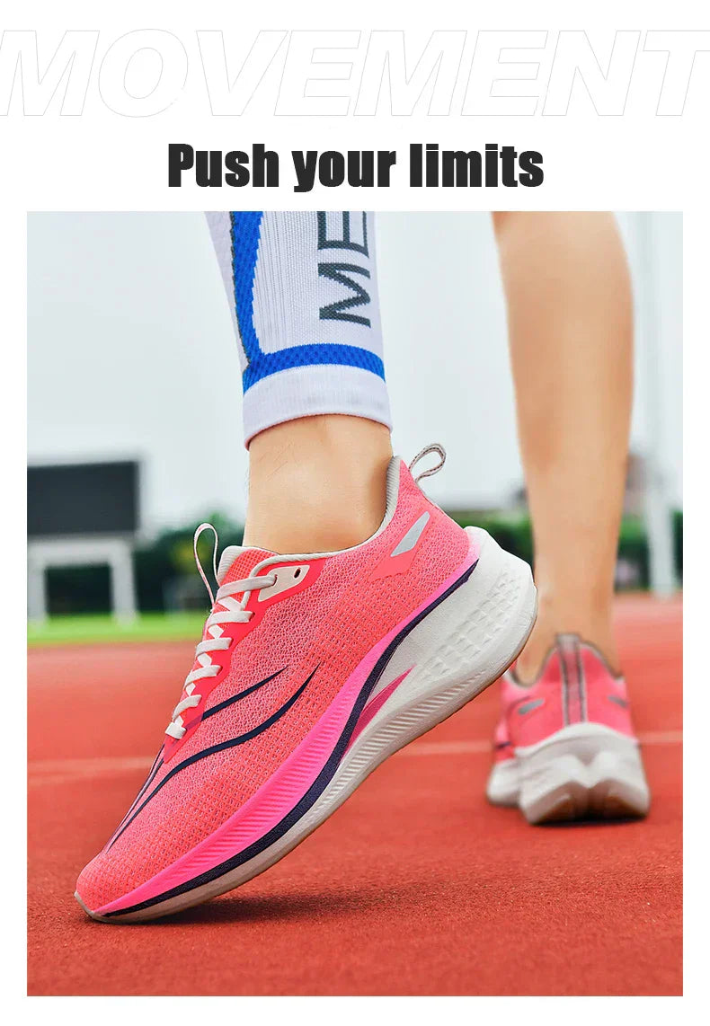 Fashion men's and women's sports running shoes casual breathable mesh surface carbon plate support wear-resistant rubber outsole