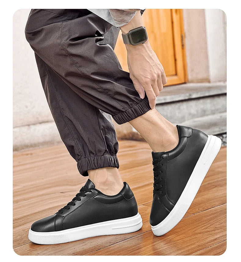 New  Men's Sneakers Elevator Shoes Heightening Height Increase Insole 6-10CM High Heels Shoes Leather Sport Shoes Men Shoes