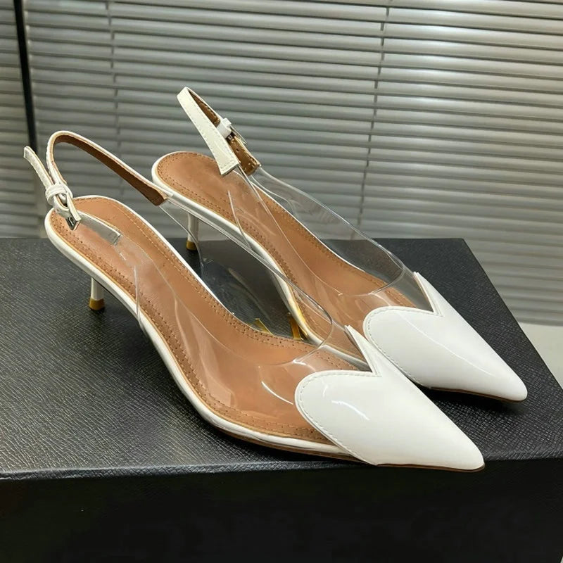 2026 Spring And Summer Pointy Stiletto Heels Wearing Slippers Transparent Female Sandals