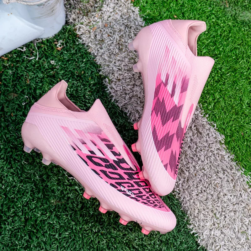 Men's Football Boots Without-lace Youth FG/TF Field Training Studded Fast Soccer Cleats Professional Non Slip Football Shoes