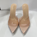New Summer Women's High-heeled Sandals Simple Transparent High-heeled Slippers Stiletto Pointed Open-toed Slippers Mules