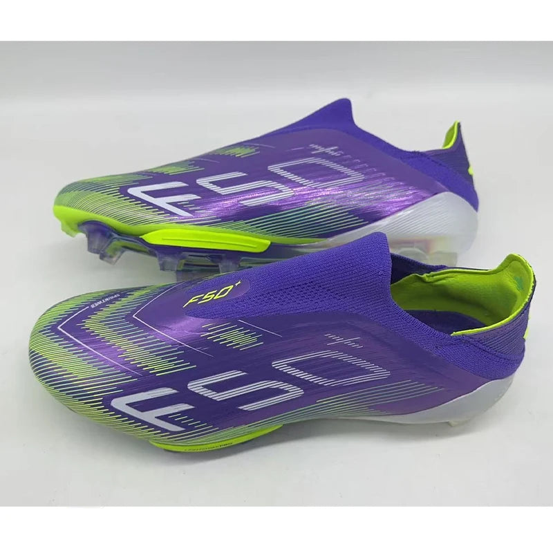 Without-lace F50+ Mens Soccer Shoes Boys Training Non-Slip Turf Soccer Cleats TF/FG Football Sneakers Chuteira Campo 39-45