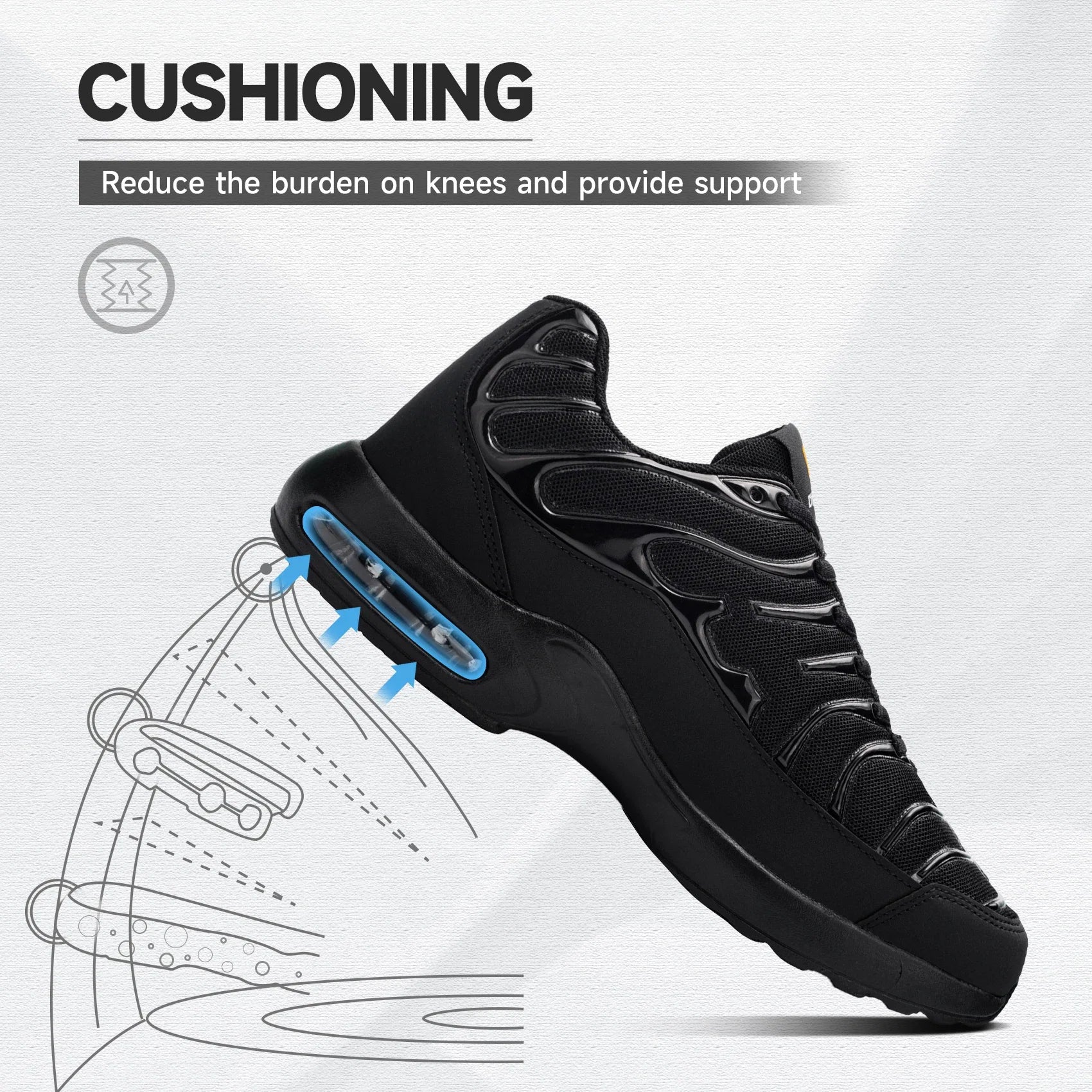 Men's Safety Shoes Air Cushion Steel Toe Work Sneakers Breatherable Anti-smash Anti-puncture Work Shoes