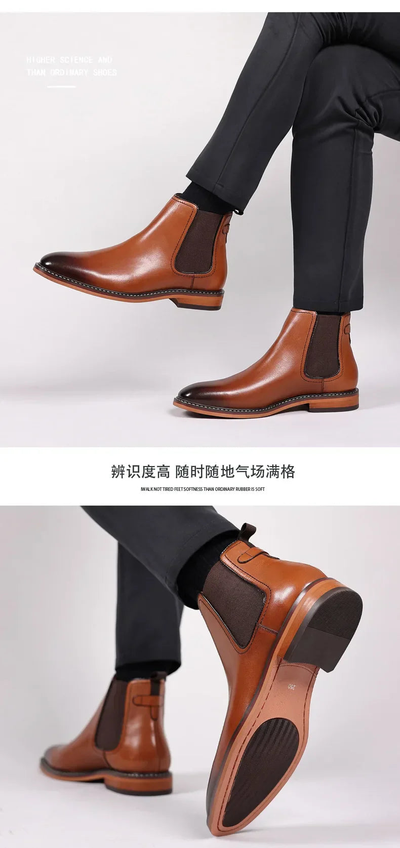 Brand Men's Chelsea Boots Genuine Cow Leather Handmade Boot Shoes Work Shoes For Formal Dress Wedding Business Party New