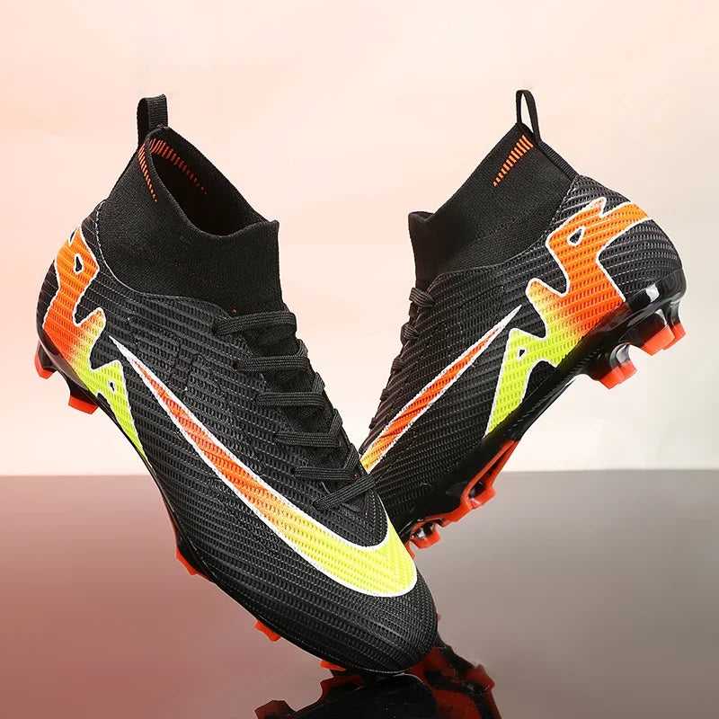 Men Football Boots Kids Sports Grass Long Spike Outdoor TF/FG Training Soccer Shoes Society Sneakers Professional Football Shoes