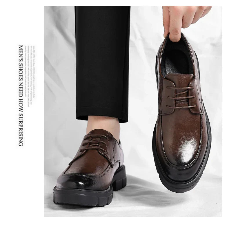 Men Dress Elevator Shoes Platform Breathable Lift Casual Business Luxury Genuine Leather Heightening Shoes5/8/10CM Taller Male
