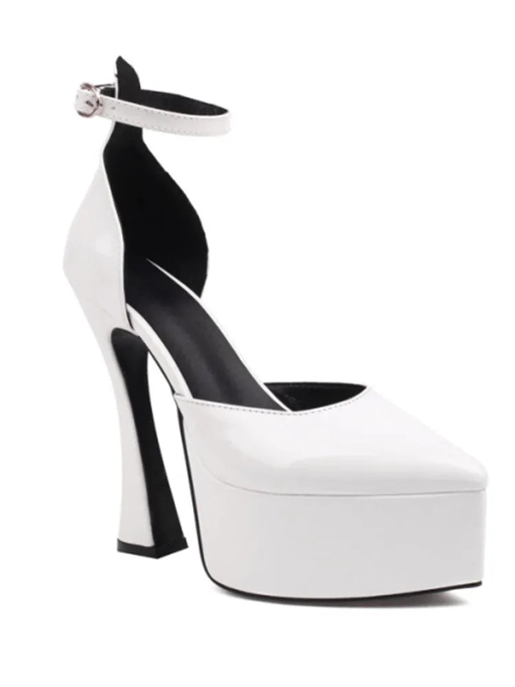 2025 Spring/Summer Women's New 15cm Thick High Heel Sandals Platform Pointed Banquet Wedding Women's Large Single Shoes