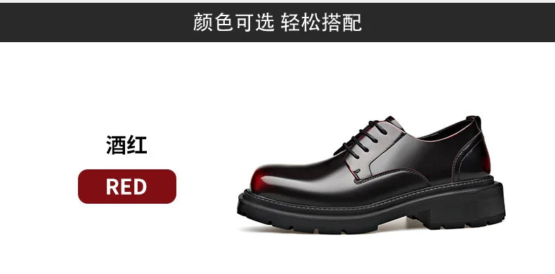 British Thick-soled Formal Leather Shoes Men Spring Autumn Lace Designer Platform Shoes Male Fashion Business Casual Shoe Man