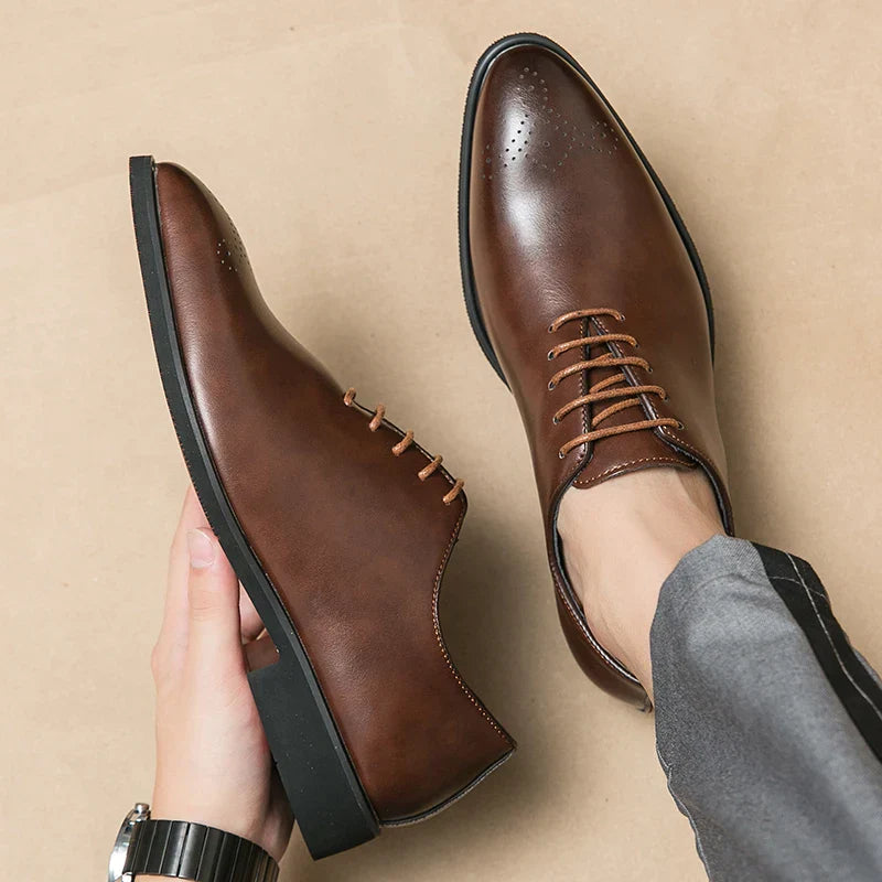 Men's Genuine Leather Dress Shoes Classic Oxford Soft Comfortable Lining Non-Slip Rubber Sole Business Office Formal Occasions