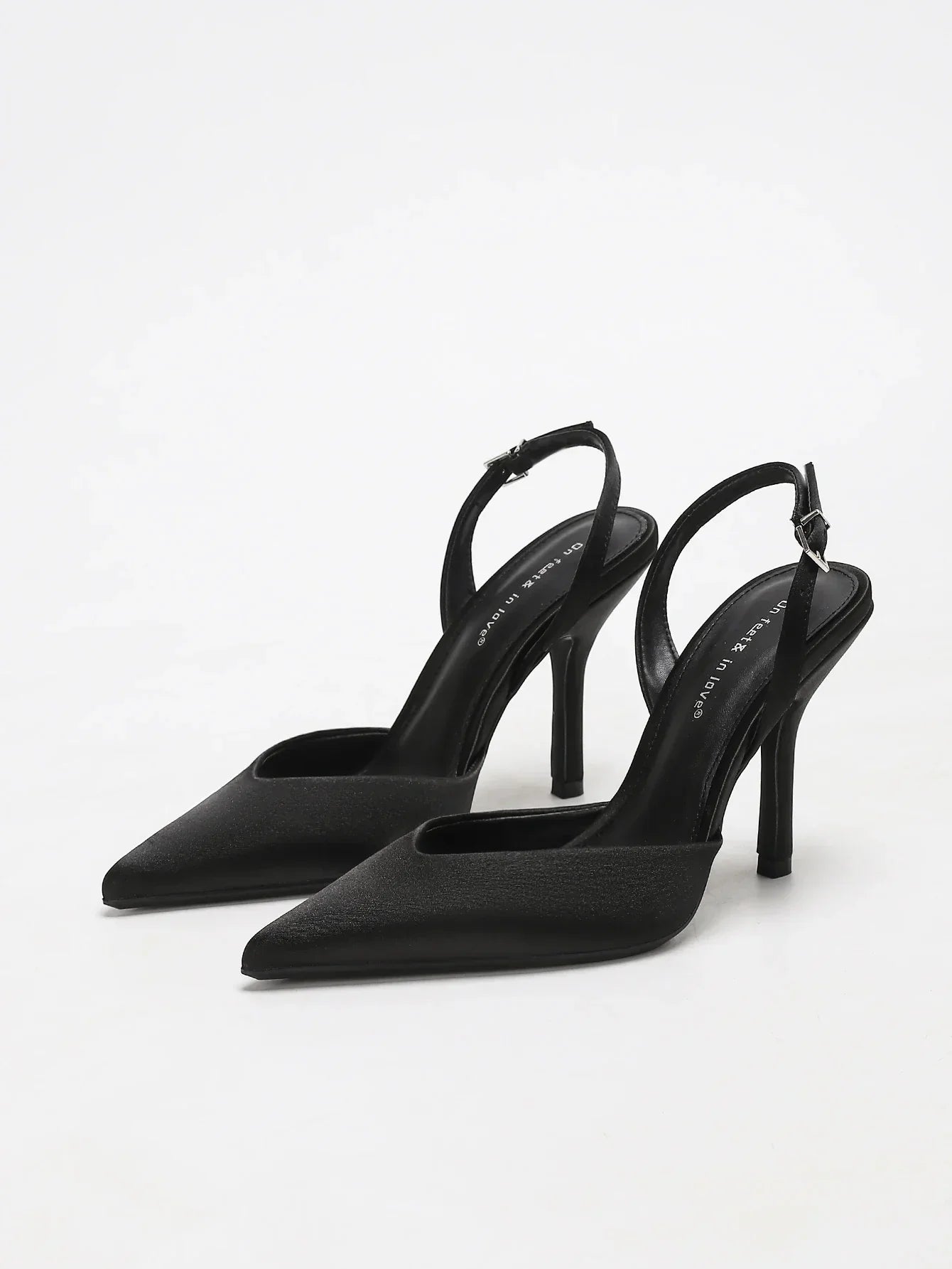 Women's Ivory Satin Pointed-Toe Slingback Heeled Sandals
