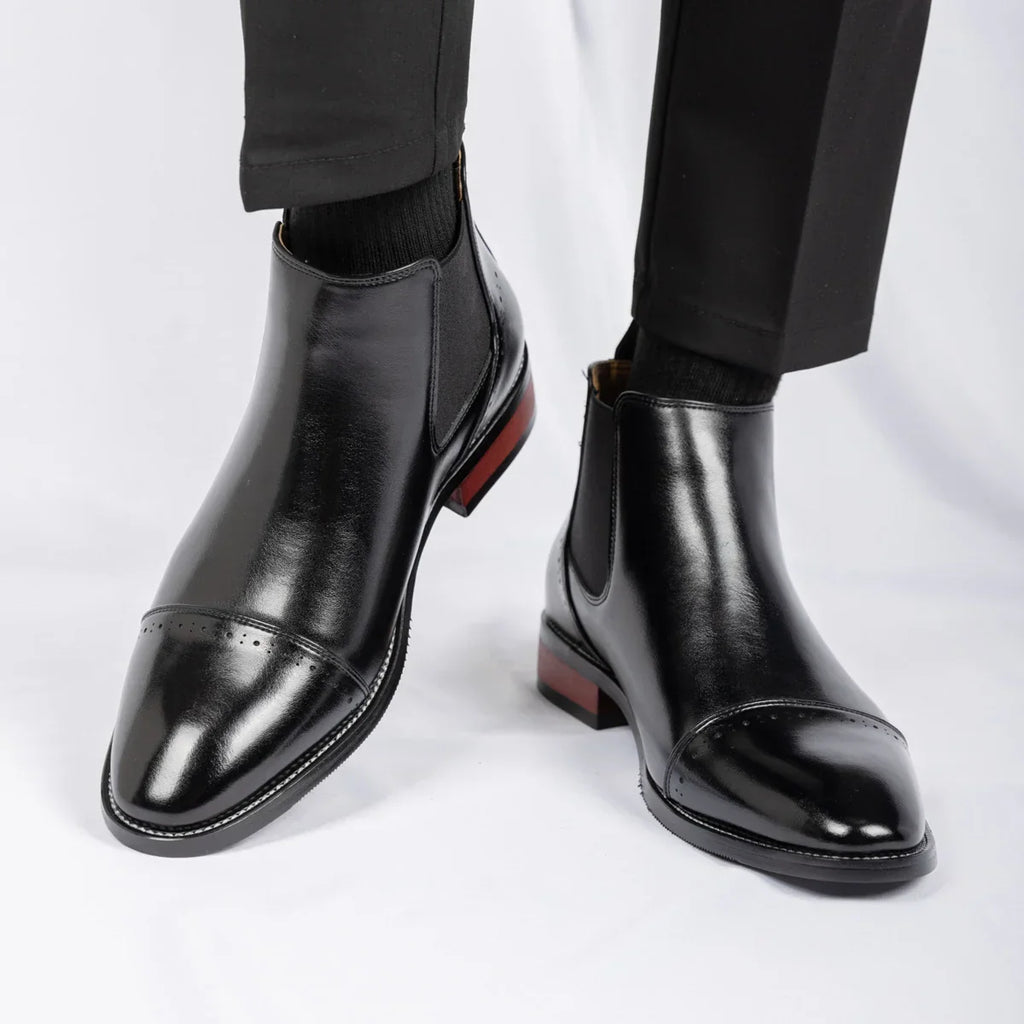 2025 Retro Men's Solid Color Pointed Business  Boot  Comfortable Wedding  Party Shoe Breathable  And  Anti-Slip Ankle Boots