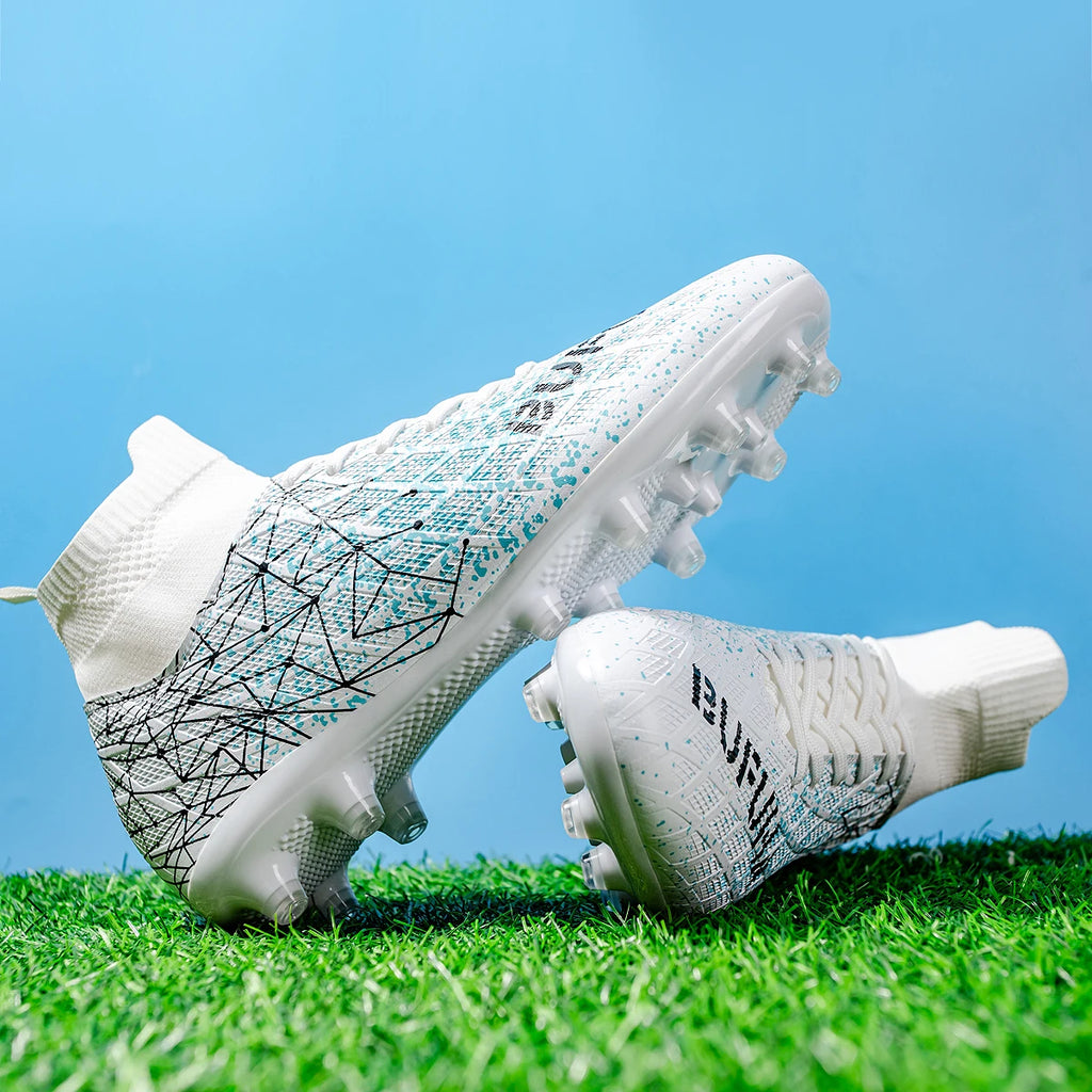 High Performance AG FG Football Boots PU Hybrid Fabric Upper TPU Strong Grip Sole Cost-effective Men Women Grass Football Shoes