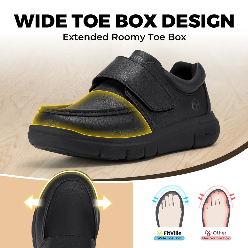 Wide Fit Men's Leather Shoes Diabetic Walking Shoes Oxford Shoes Formal Business Shoe Comfortable All Day Wear