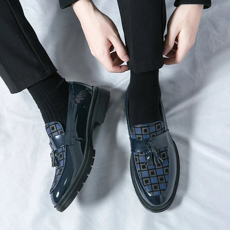 Leather Men Casual Black Tassel Loafers Handmade Soft Leisure Shoes Breathable Slip-On Comfortable for Drive Footwear Moccasins