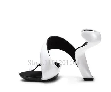 Sandals Gladiator Snake Shoes Blue Patent 2025 Women Riband Design Mixed Colors Strange Style Slip On Modern Fashion High Heels