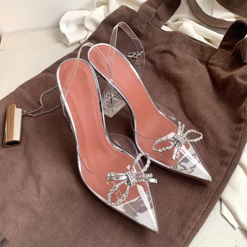 34-45 PVC Transparent Crystal Shoes 2026 Summer New Pointed Odd Heel Shoes Stiletto Ladies Sun Decoration Wild Fairy Shoes