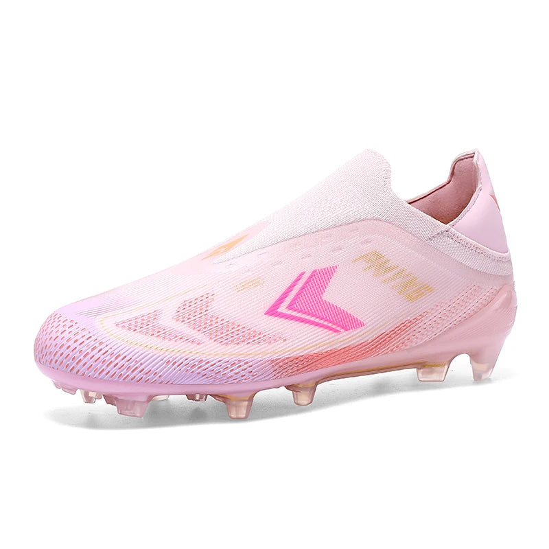 Summer Dopamine Football Shoes for Male and Female Students, Long-Spiked, Laceless, Non-Slip, Wear-Resistant, Natural Turf Training Shoes