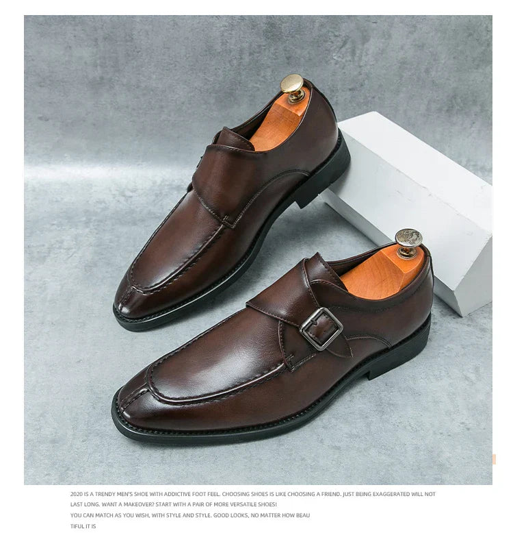 Men's business casual leather shoes cowhide retro round head British leather shoes men's leather big head men's shoes tide