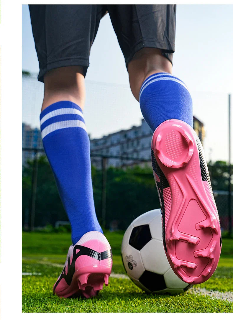 Professional FG/TF Soccer Cleats Men Football Boots Long Spike Grass Match Breathable Lightweight Comfortable Training Sneakers