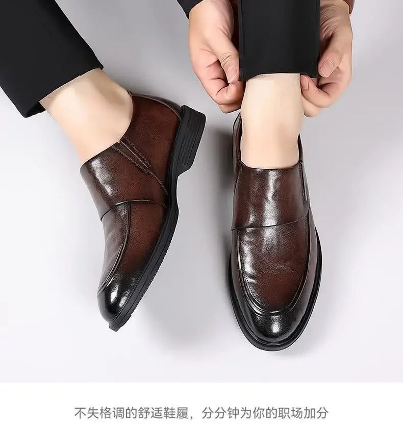 Luxury Brand Men Leather Formal Business Shoes Male Office Work Flat Shoes Oxford Breathable Party Wedding Anniversary Shoes