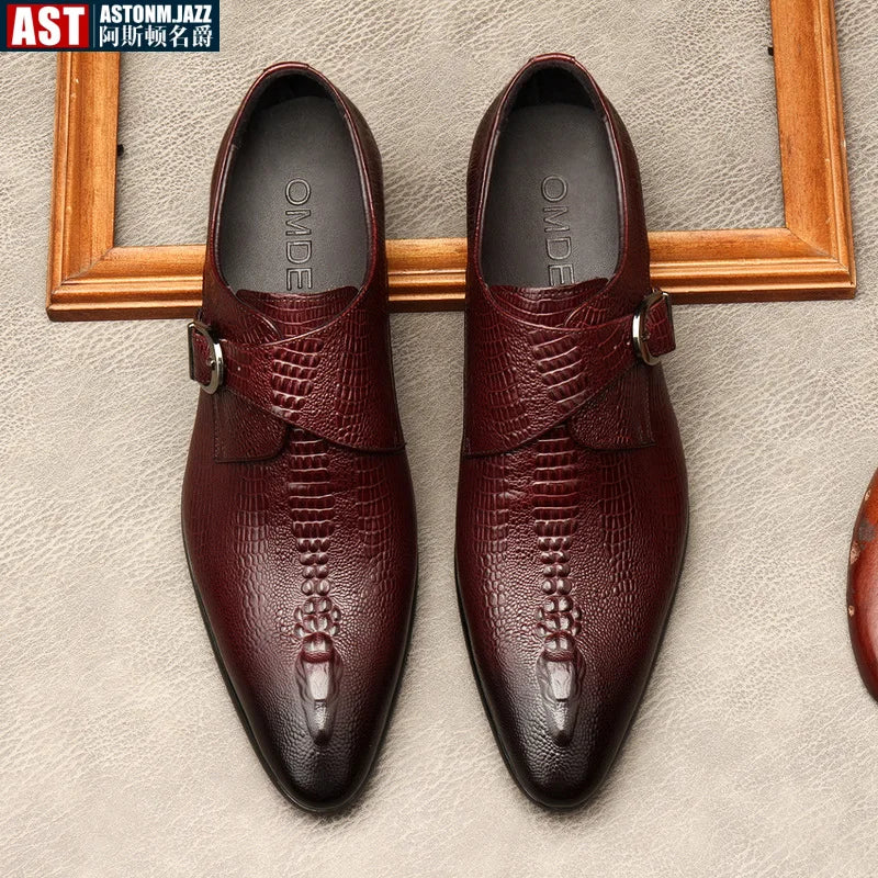Handmade Mens Wedding Oxford Shoes Black Blue Genuine Leather Flat Dress Shoes Crocodile Pattern Summer Business Formal Loafers