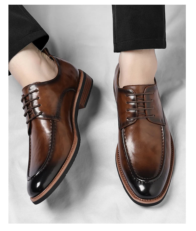 Men's Oxford Derby Dress Shoes Business Formal Casual Party Footwear Comfortable New Fashion Solid-Color Sneakers