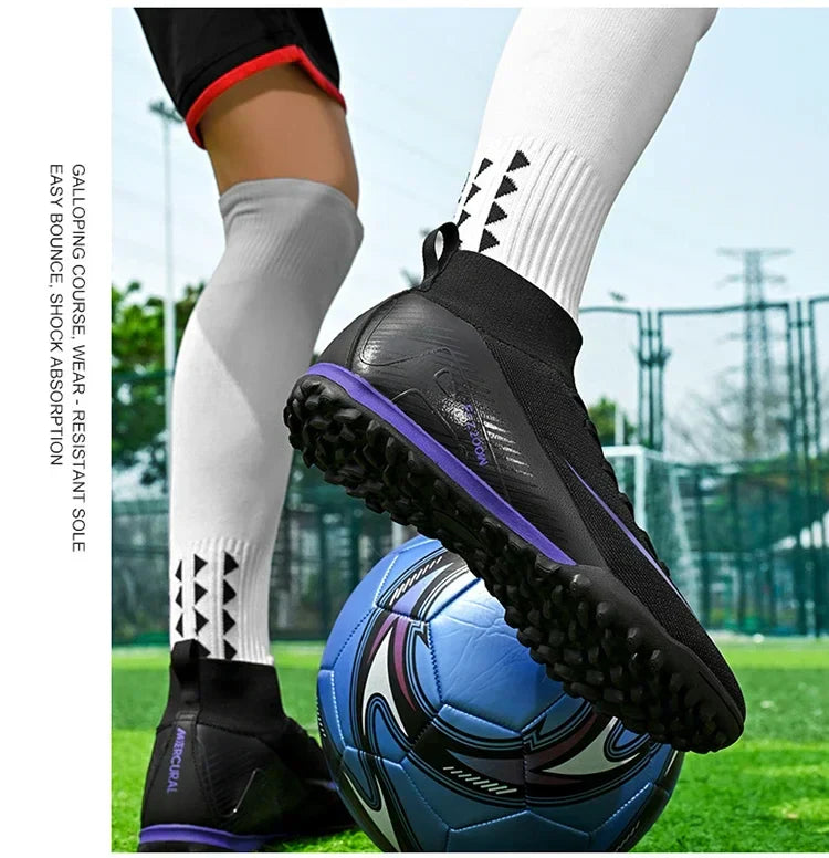 New Men Football Boots Match Long Spikes Soccer Shoes Cleats Boys Comfortable Training Sport Adult Breathable Outdoor Non Slip